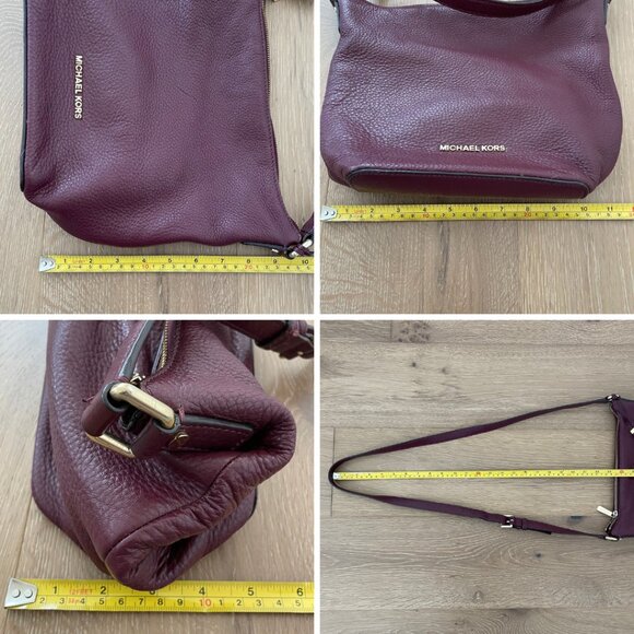 Michael Kors Purse Burgundy Maroon Red Oxblood Leather Pebbled 30T5GBFM2L Red - Picture 14 of 16